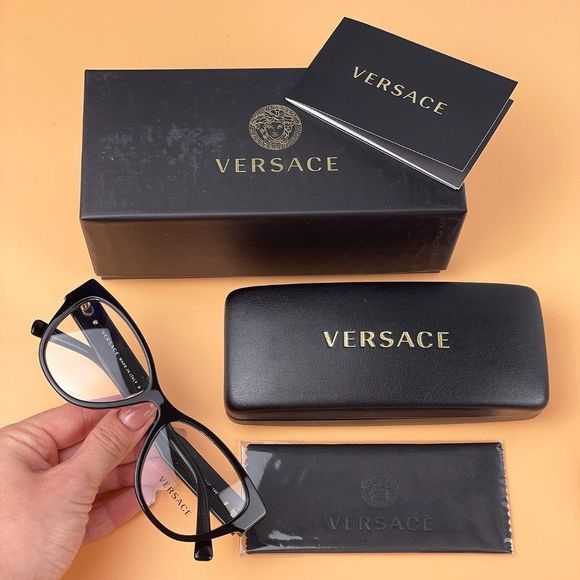 Versace VE3281BA  GB1 Eyeglasses Black Cat Eye Women - Picture 3 of 8